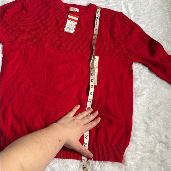 NWT Cat & Jack Red Long Sleeve Sweater Youth Boys In Size XL 14 - Picture 7 of 10
